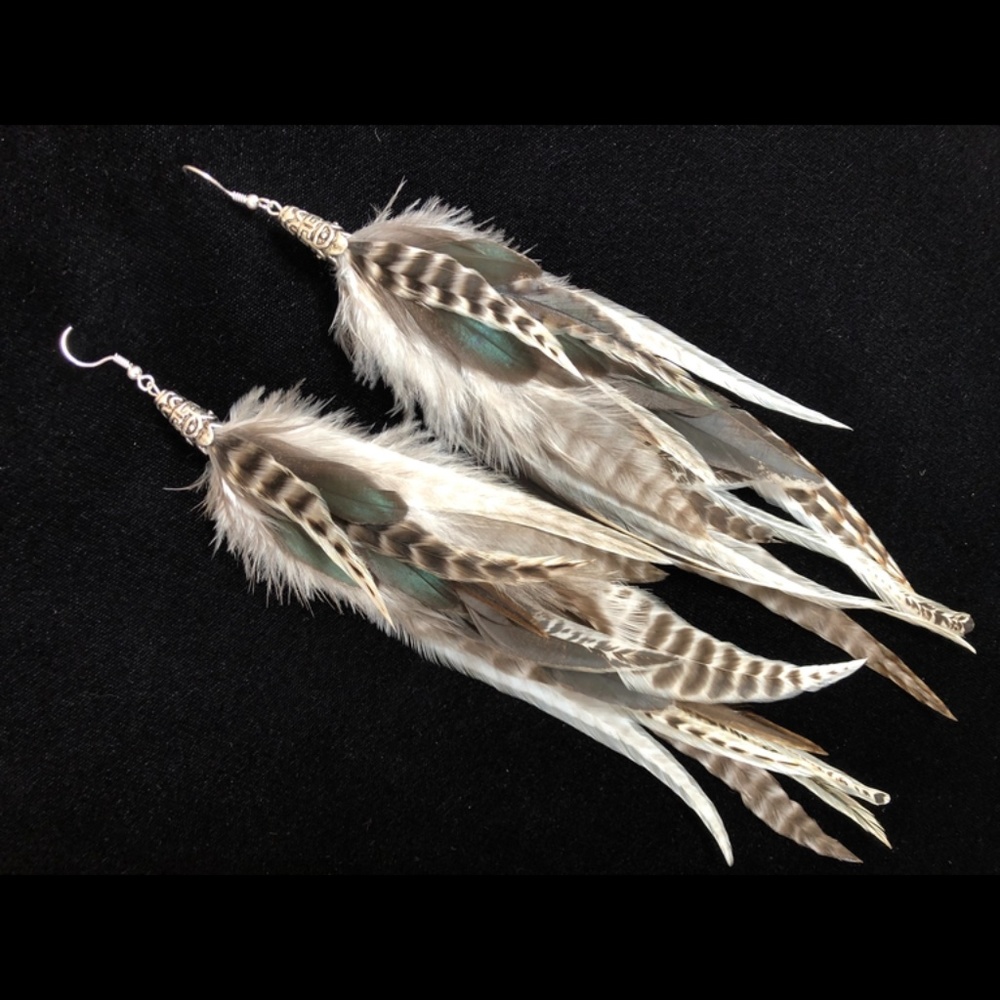 (SOLD) Real Feather Earrings ~ Boho Earrings - Picture 2 of 6